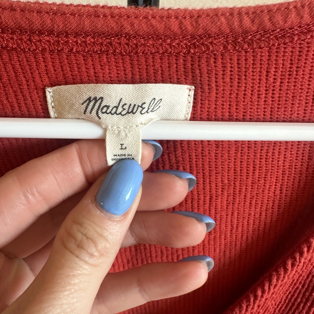 Madewell 💯 Cotton Button‑Front Midi Dress in Rust - Picture 6 of 10